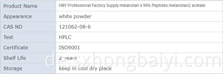 Fabrikversorgung 99% Reinheit Melanotan 2 Melanotan II Cas121062-08-6